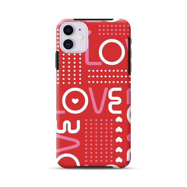 Red Love Typography Pattern iPhone 11 Impact Case