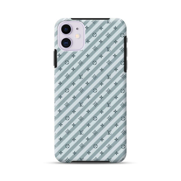 Stylish Blue Diagonal Striped Luxury Logo Pattern iPhone 11 Impact Case