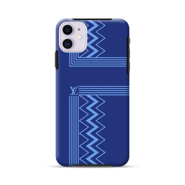 Stylish Geometric Zigzag Pattern in Blue iPhone 11 Impact Case