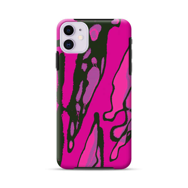 Vibrant Abstract Magenta Black Pattern iPhone 11 Impact Case