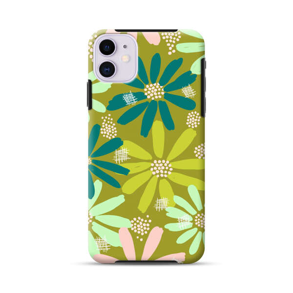 Vibrant Floral Daisy Pattern iPhone 11 Impact Case