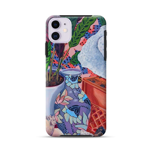 Vibrant Still Life with Plants and Vase iPhone 11 Impact Case