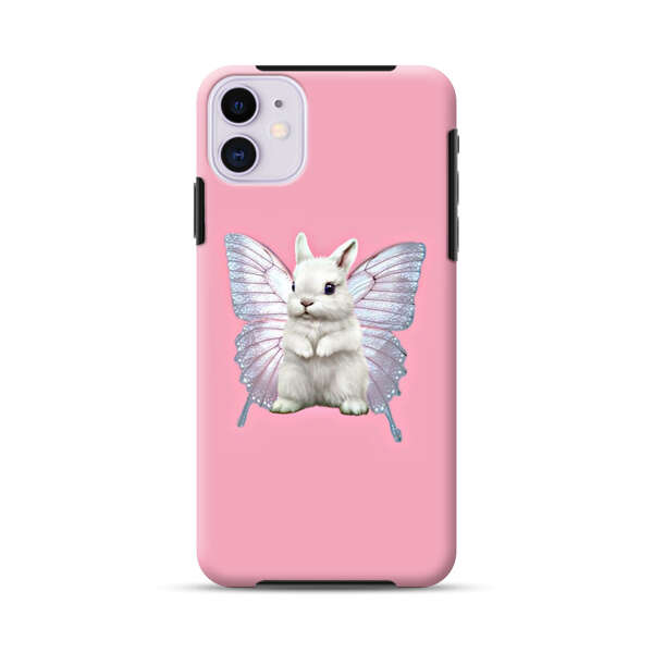 White Bunny with Butterfly Wings iPhone 11 Impact Case