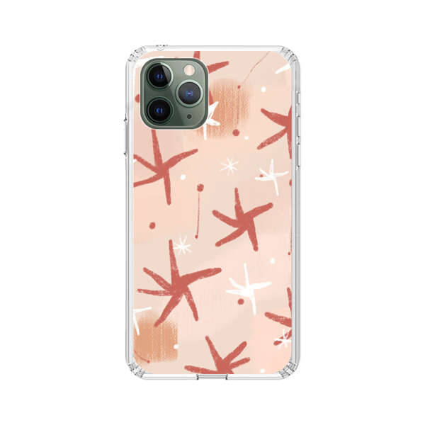 Abstract Star Pattern Red and White on Beige Background iPhone 11 Pro Case