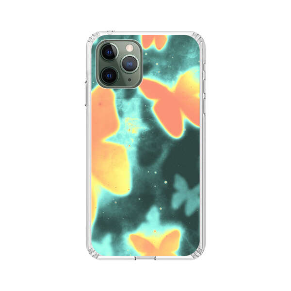 Bright Glowing Orange Butterflies Blue Background iPhone 11 Pro Case