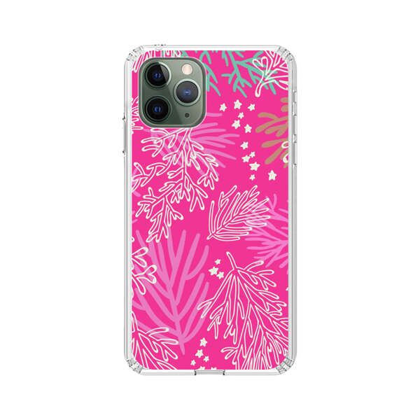 Bright Pink Tropical Leaf Pattern iPhone 11 Pro Case