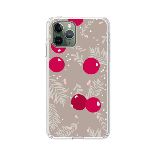 Cranberries and pine branches holiday pattern iPhone 11 Pro Case