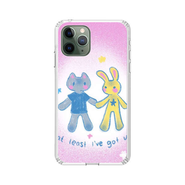 Cute Cat and Rabbit Holding Hands iPhone 11 Pro Case