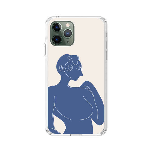 Minimalistic Abstract Female Silhouette Blue iPhone 11 Pro Case