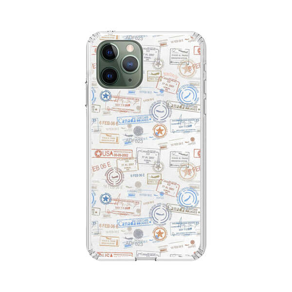 Vintage Passport Stamps Pattern iPhone 11 Pro Case