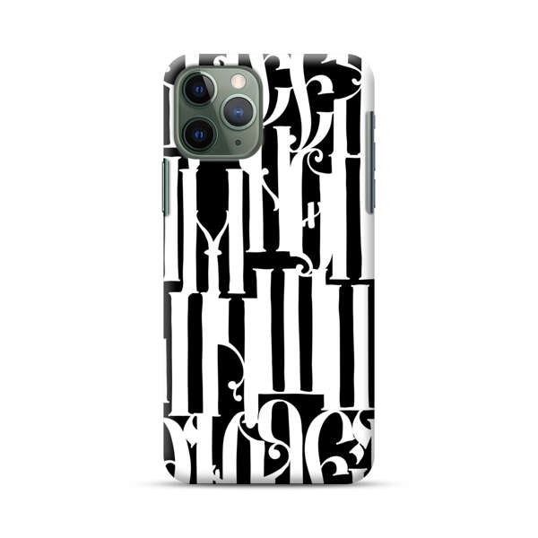 Abstract Black and White Pattern with Ornamental Letters iPhone 11 Pro Hard Case