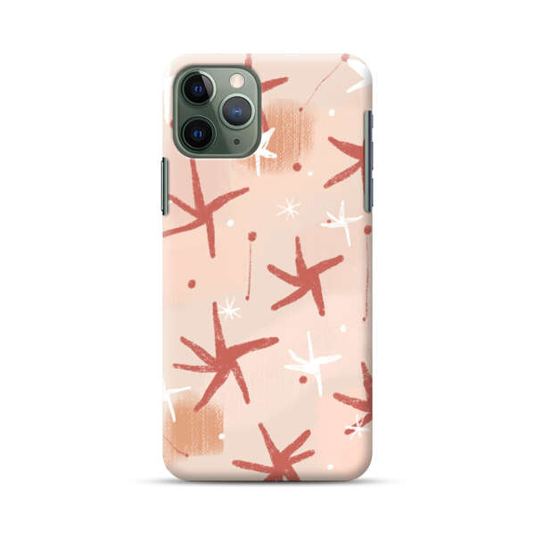 Abstract Star Pattern Red and White on Beige Background iPhone 11 Pro Hard Case