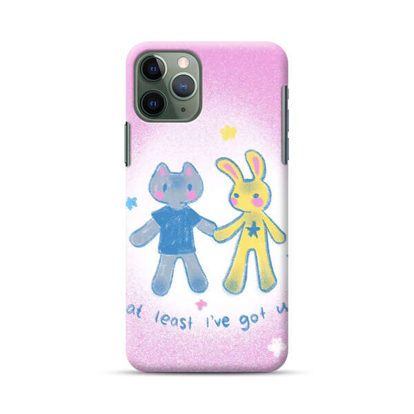 Cute Cat and Rabbit Holding Hands iPhone 11 Pro Hard Case