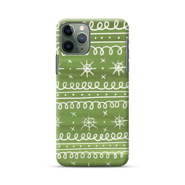 Green White Stars Loop Pattern iPhone 11 Pro Hard Case