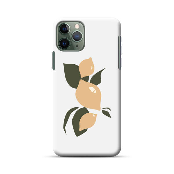 Minimalistic Beige Lemons with Green Leaves iPhone 11 Pro Hard Case