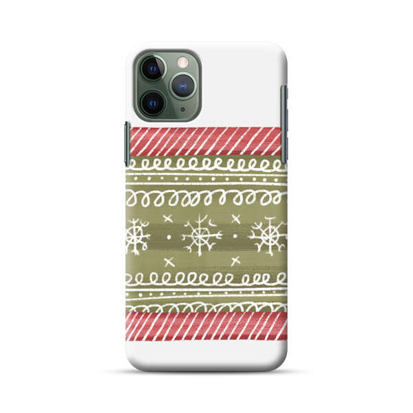 Winter Pattern with Snowflakes and Red Stripes iPhone 11 Pro Hard Case
