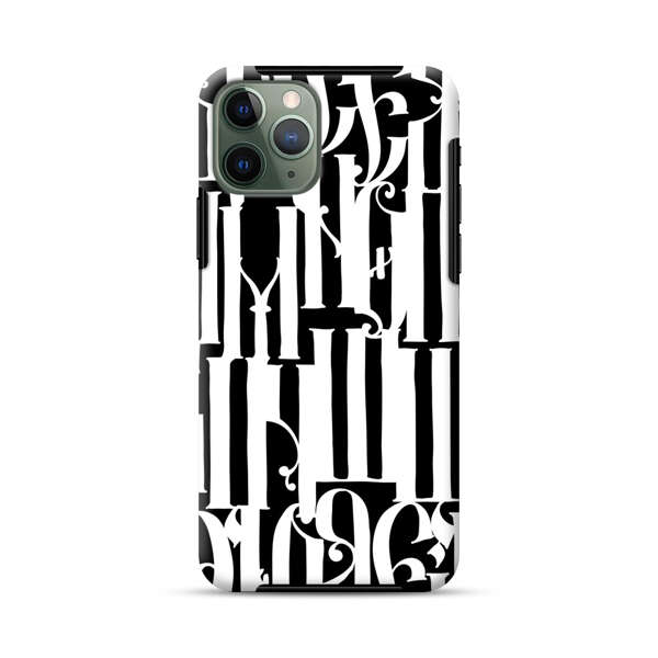 Abstract Black and White Pattern with Ornamental Letters iPhone 11 Pro Impact Case