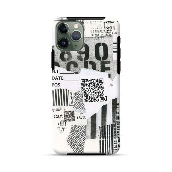 Abstract Collage Torn Paper Barcodes iPhone 11 Pro Impact Case