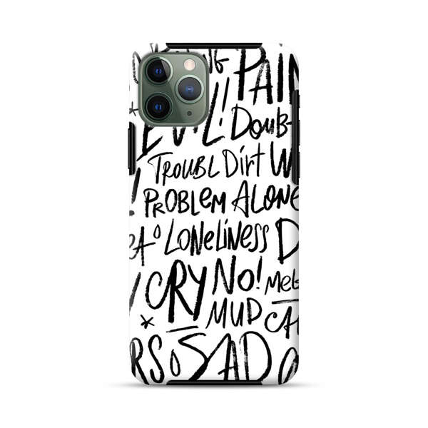 Black and White Negative Words Pattern iPhone 11 Pro Impact Case