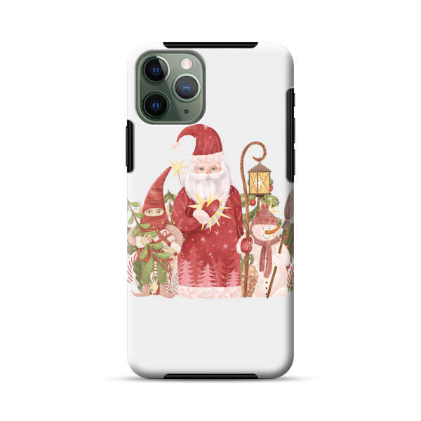 Christmas Santa Elf Snowman Festive Illustration iPhone 11 Pro Impact Case