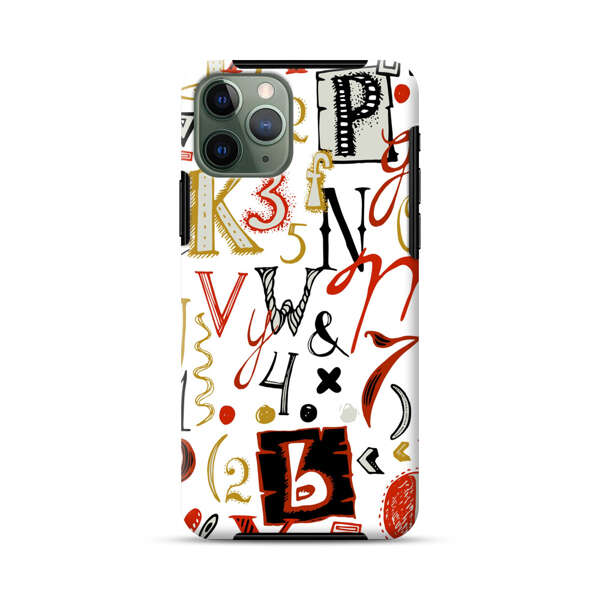 Colorful Hand Drawn Letters and Numbers Pattern iPhone 11 Pro Impact Case