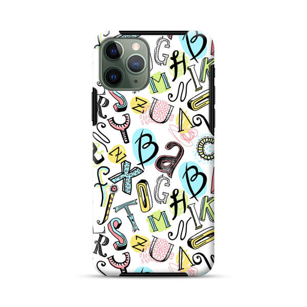 Colorful Scattered Alphabet Letters Pattern iPhone 11 Pro Impact Case