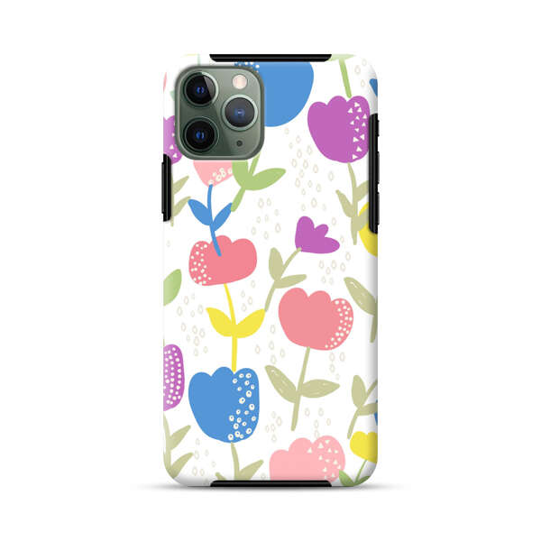 Colorful Tulip Floral Pattern iPhone 11 Pro Impact Case
