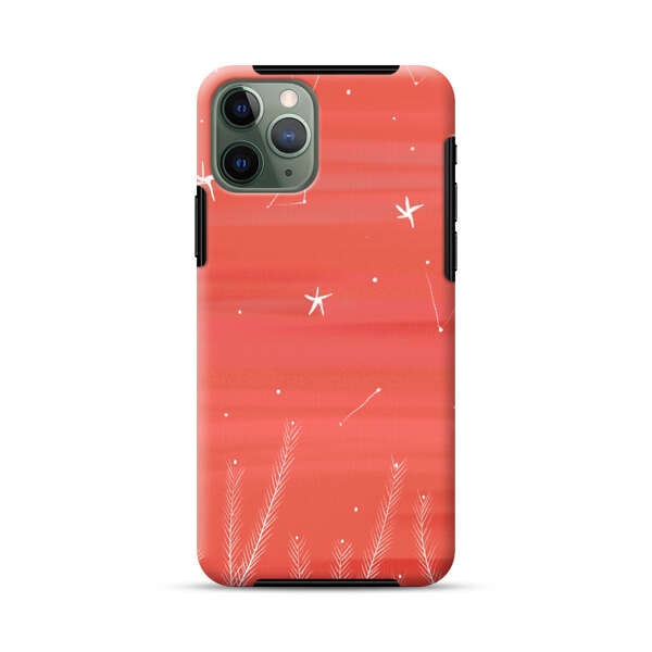 Coral Night Sky with Stars and Plants iPhone 11 Pro Impact Case
