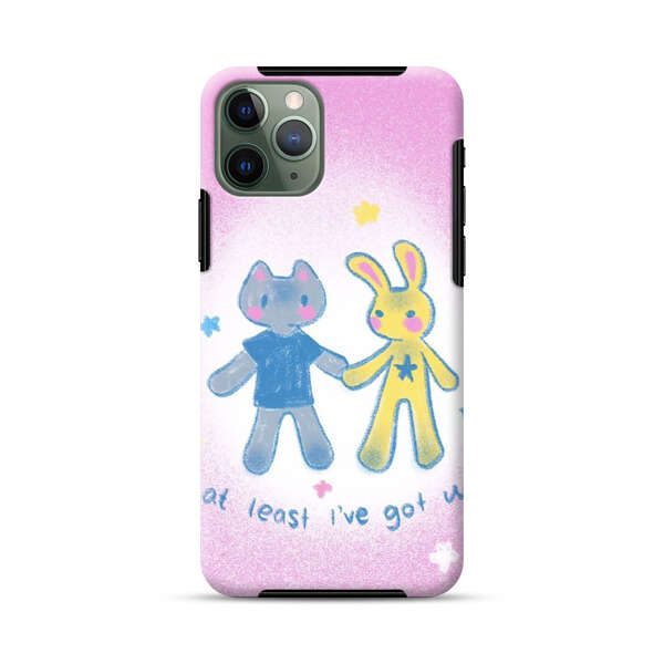Cute Cat and Rabbit Holding Hands iPhone 11 Pro Impact Case