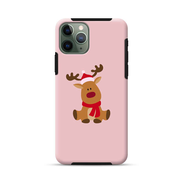 Cute Reindeer with Santa Hat and Red Scarf iPhone 11 Pro Impact Case