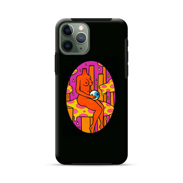Faceless Nude Figure Holding Sphere Abstract Art iPhone 11 Pro Impact Case