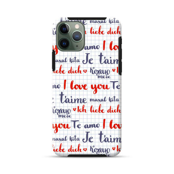 Love Message Multilingual Pattern iPhone 11 Pro Impact Case