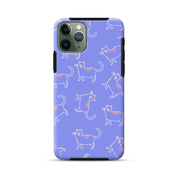 Playful Cartoon Cats on Purple Background iPhone 11 Pro Impact Case