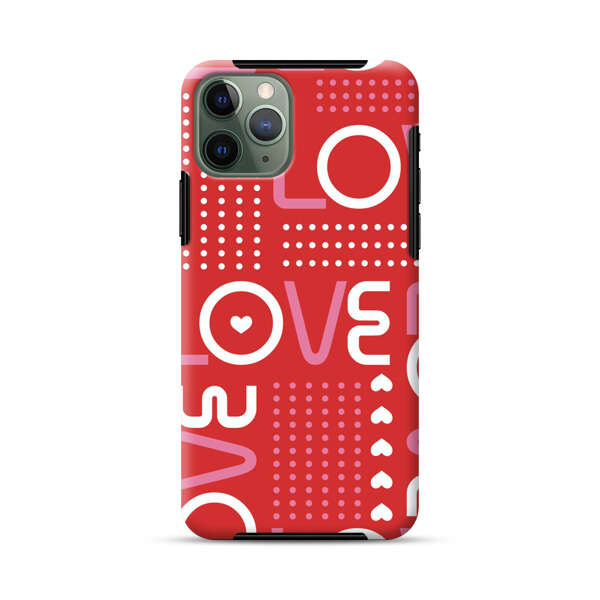 Red Love Typography Pattern iPhone 11 Pro Impact Case