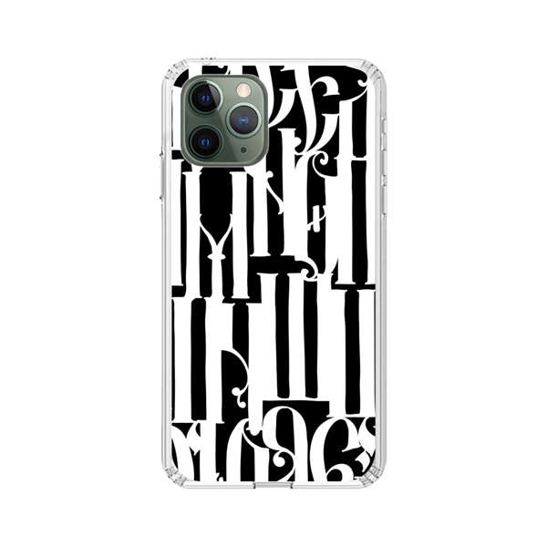Abstract Black and White Pattern with Ornamental Letters iPhone 11 Pro Max Case