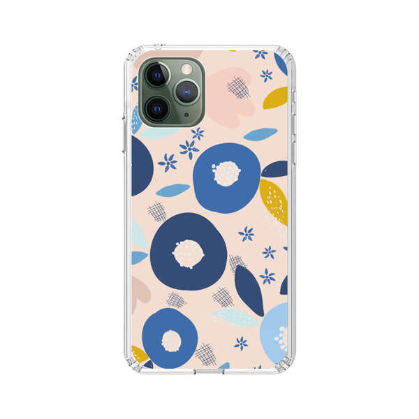 Abstract Floral Pattern with Blue, Pink and Mustard Flowers iPhone 11 Pro Max Case