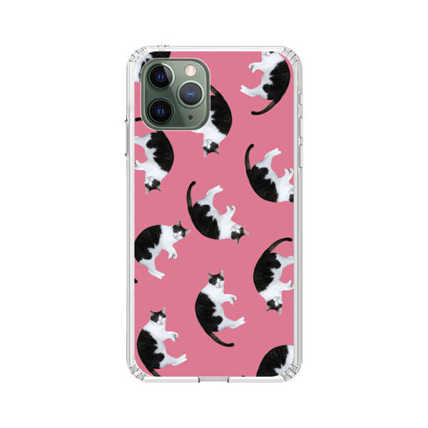 Black and White Cats Pattern on Pink Background iPhone 11 Pro Max Case