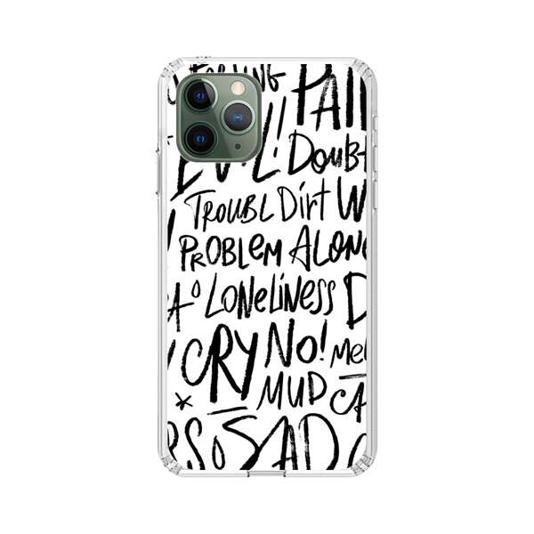 Black and White Negative Words Pattern iPhone 11 Pro Max Case