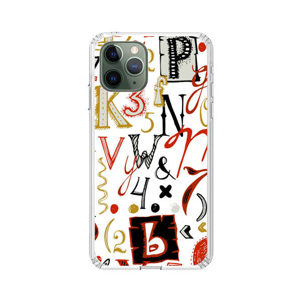 Colorful Hand Drawn Letters and Numbers Pattern iPhone 11 Pro Max Case
