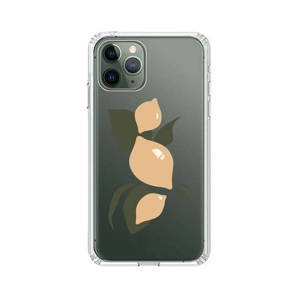 Minimalistic Beige Lemons with Green Leaves iPhone 11 Pro Max Case