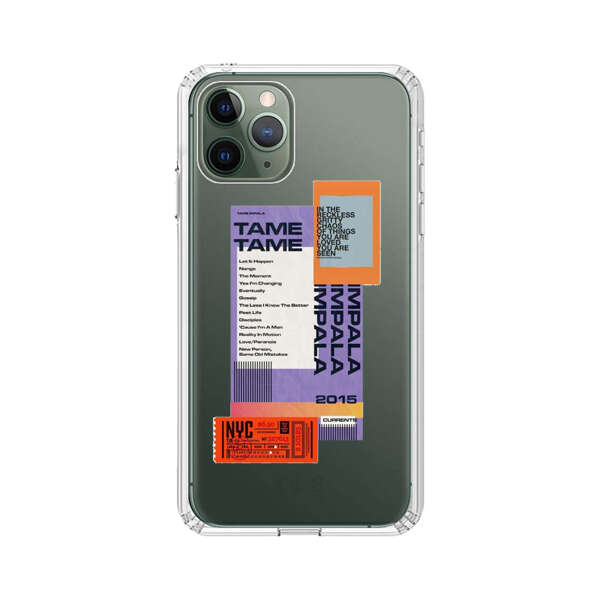 Modern Graphic Collage with Typography and Ticket Elements iPhone 11 Pro Max Case
