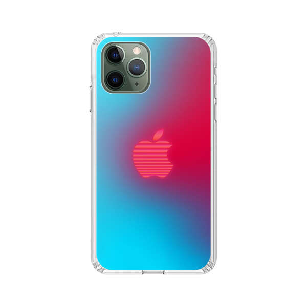 Neon Striped Apple Logo Gradient Background iPhone 11 Pro Max Case
