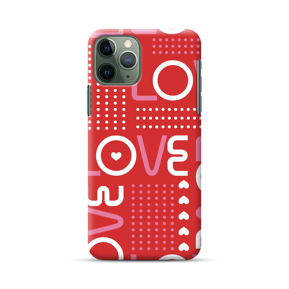 Red Love Typography Pattern iPhone 11 Pro Max Hard Case