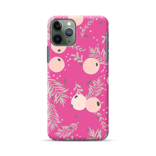 Berries Floral Pattern Pink Background iPhone 11 Pro Max Hard Case