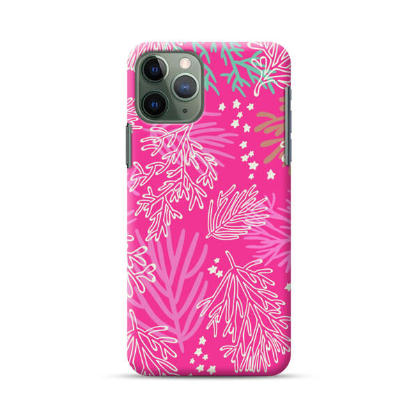 Bright Pink Tropical Leaf Pattern iPhone 11 Pro Max Hard Case