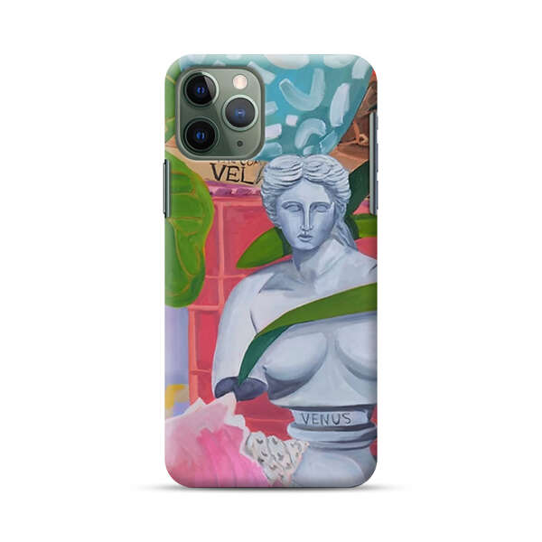 Classical Venus Bust with Green Leaves and Vibrant Vases iPhone 11 Pro Max Hard Case