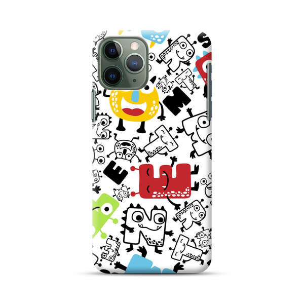 Colorful Cartoon Monsters Letters Pattern iPhone 11 Pro Max Hard Case