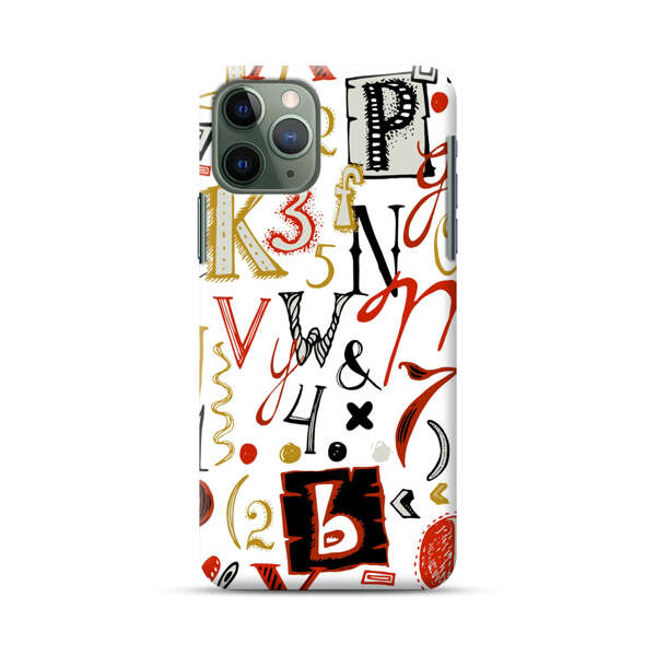 Colorful Hand Drawn Letters and Numbers Pattern iPhone 11 Pro Max Hard Case