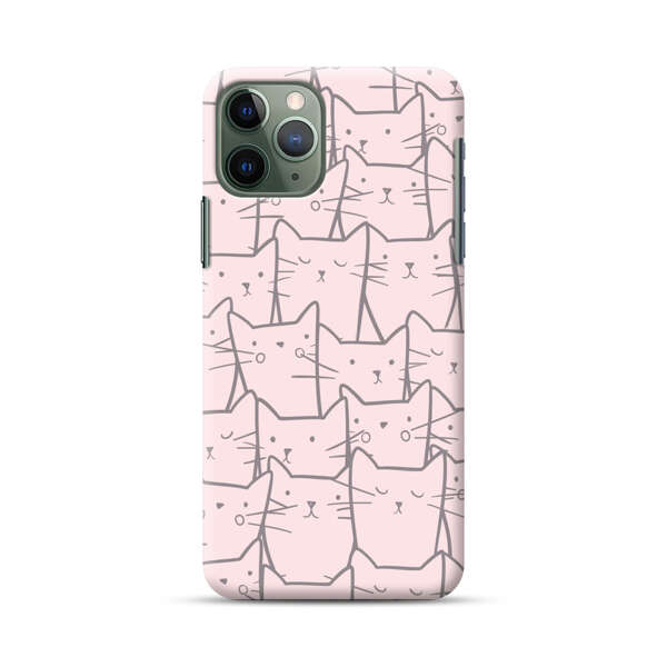 Cute Hand Drawn Cat Pattern iPhone 11 Pro Max Hard Case