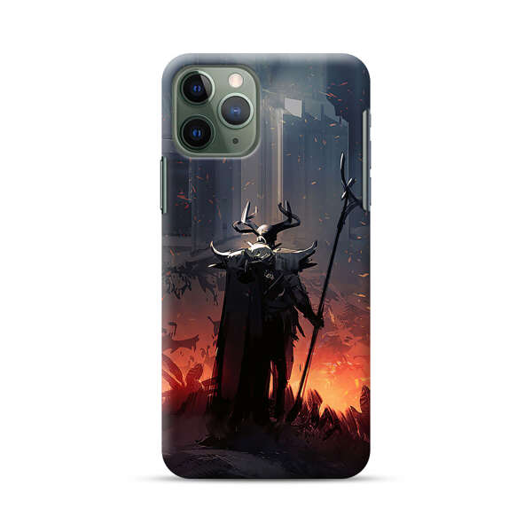 Dark Fantasy Warrior with Horned Helmet iPhone 11 Pro Max Hard Case